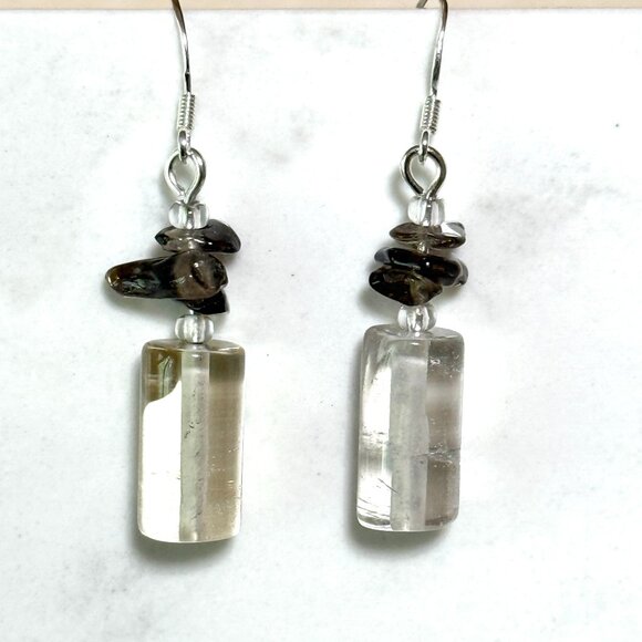 2/$20, Genuine Smoky Quartz Earrings, Sterling Silver Hooks + Natural Gemstone - Picture 1 of 11